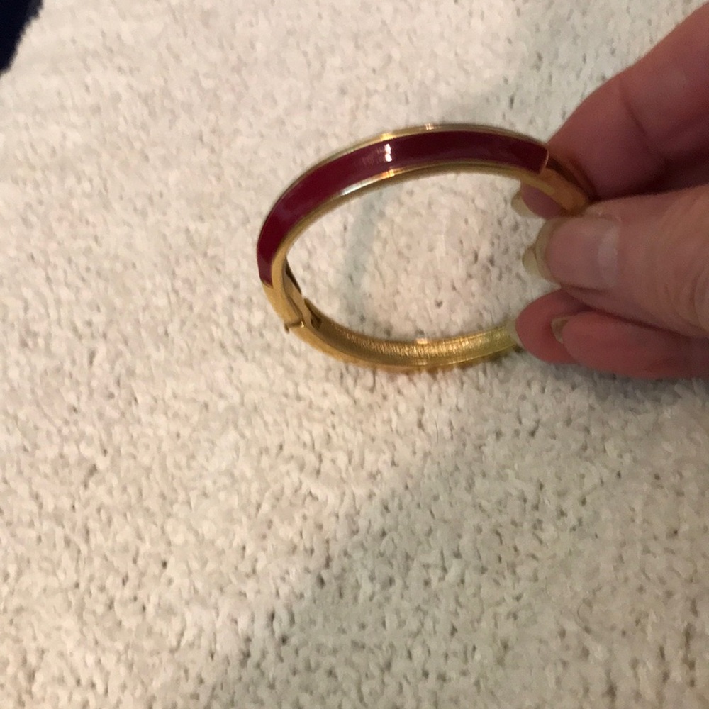 Gold-Tone Bangle Bracelet with Red Enamel